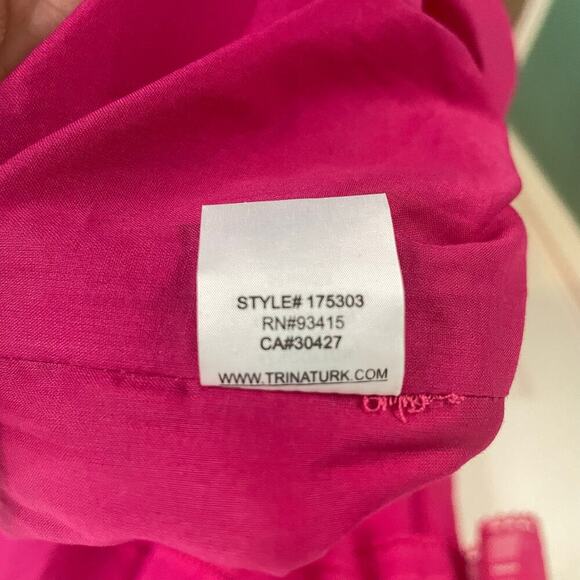 NWT Trina Turk Narcissus Fuchsia Silk Blend Hot Pink Layered Sundress Size 4 - Picture 6 of 9